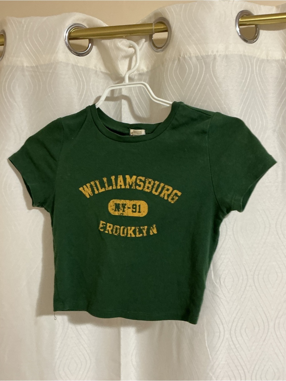 Garage Green Short Sleeve Tee with Gold 'Williamsburg' Graphic